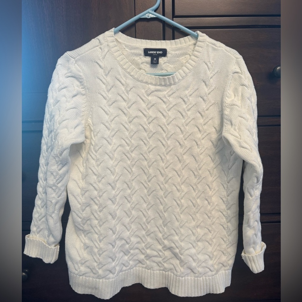 100% Cotton Cream Cable Knit Sweater Classic Preppy Neutral Capsule